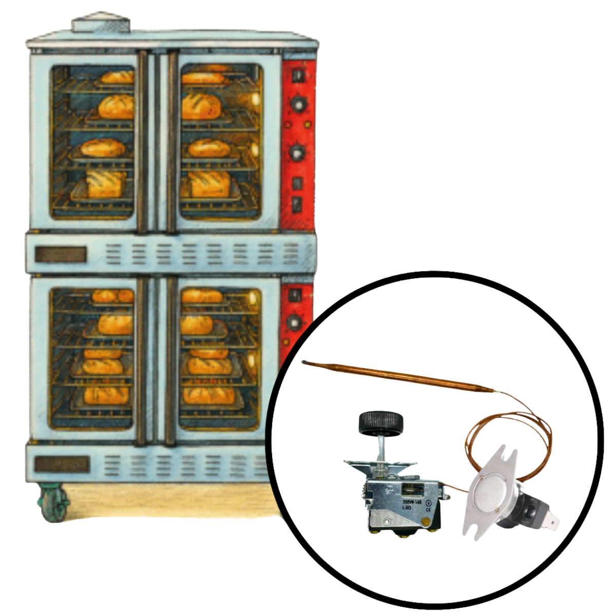 Food warming equipment thermostats